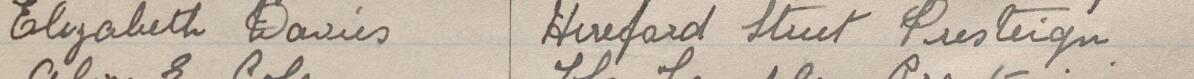Image of Elizabeth Davies's signature and address in the petition
