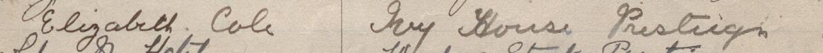 Image of Elizabeth Cole's signature and address in the petition