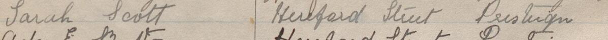 Image of Sarah Scott's signature and address in the petition