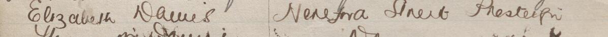 Image of Elizabeth Davies's signature and address in the petition