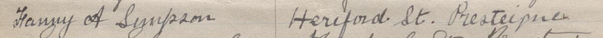 Image of Fanny A Simpson's signature and address in the petition