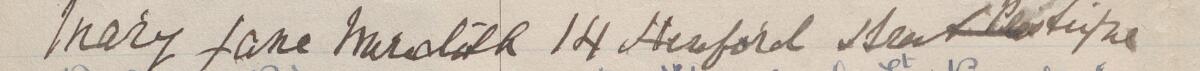 Image of Mary Jane Meredith's signature and address in the petition
