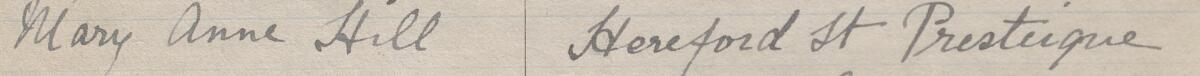 Image of Mary Anne Hill's signature and address in the petition