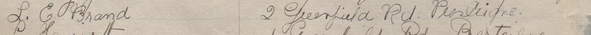 Image of L C Brand's signature and address in the petition