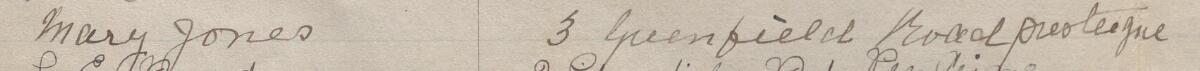Image of Mary Jones's signature and address in the petition