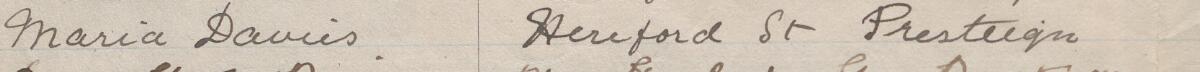 Image of Maria Davies's signature and address in the petition