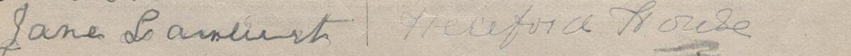 Image of Jane Lambert's signature and address in the petition