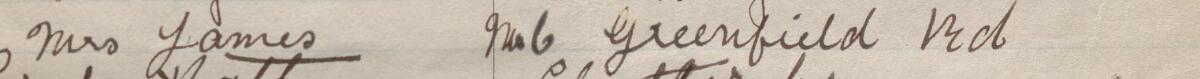 Image of Mrs James's signature and address in the petition