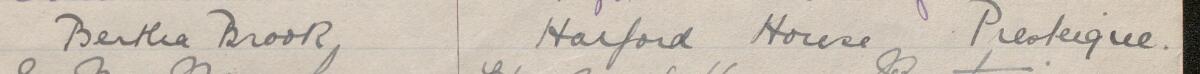 Image of Bertha Brook's signature and address in the petition