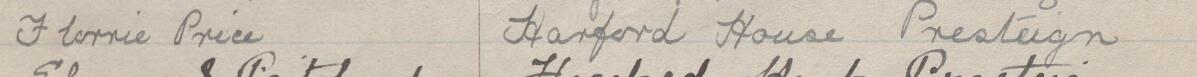 Image of Florrie Price's signature and address in the petition