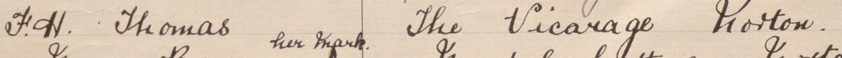 Image of F H Thomas's signature and address in the petition
