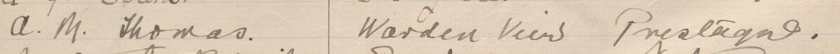 Image of A M Thomas's signature and address in the petition