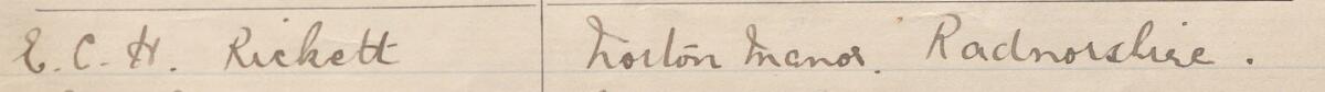 Image of E C H Rickett's signature and address in the petition