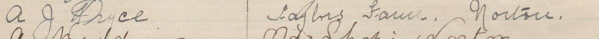 Image of A J Pryce's signature and address in the petition