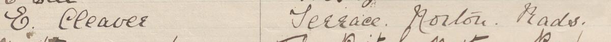 Image of E Cleaver's signature and address in the petition