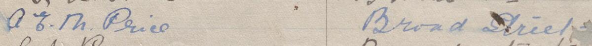 Image of A E M Price's signature and address in the petition