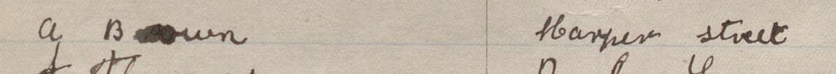 Image of A Brown's signature and address in the petition