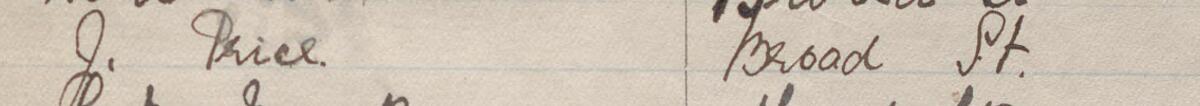 Image of J. Price's signature and address in the petition