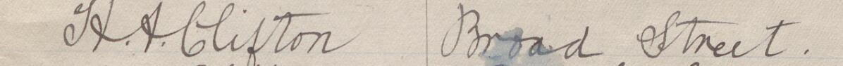 Image of H. A. Clifton's signature and address in the petition