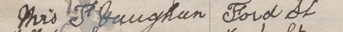 Image of Mrs J Vaughan's signature and address in the petition