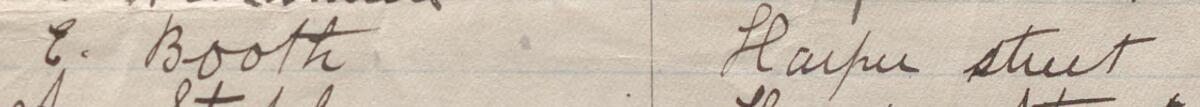 Image of E. Booth's signature and address in the petition