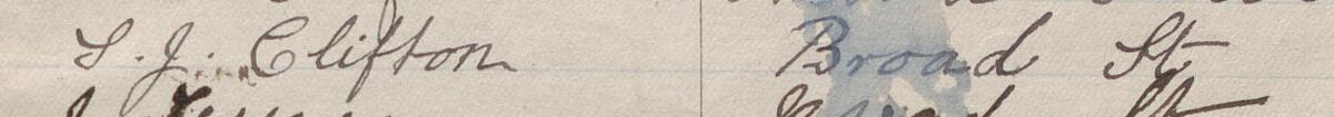Image of T . J. Clifton's signature and address in the petition