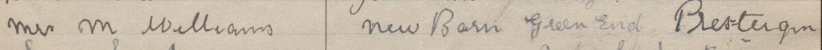 Image of Mrs M Williams's signature and address in the petition