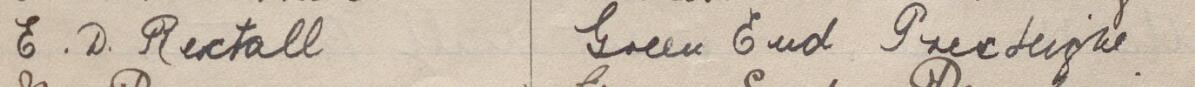 Image of E D Rectall's signature and address in the petition
