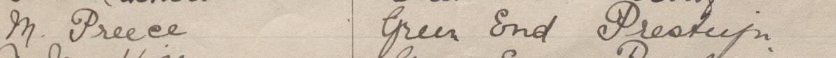 Image of M Preece's signature and address in the petition