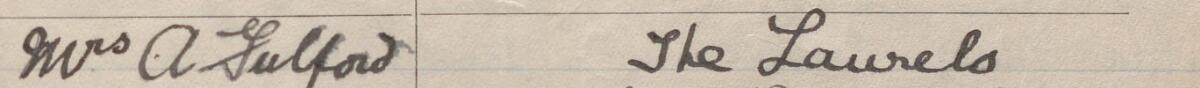 Image of Mrs A Fulford's signature and address in the petition