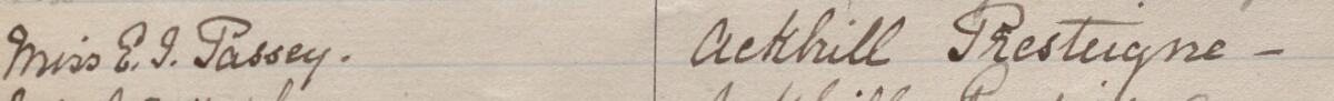 Image of Miss E. J. Passey's signature and address in the petition