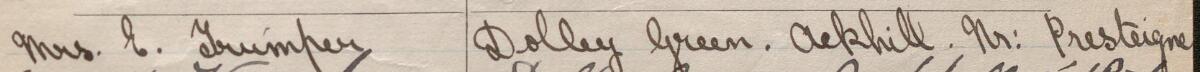 Image of Mrs E Trumpen's signature and address in the petition