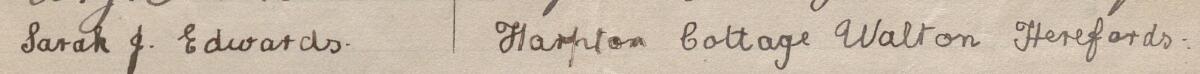 Image of Sarah J. Edwards's signature and address in the petition