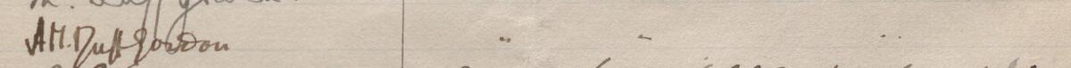 Image of A. M. Duff Gordon's signature and address in the petition