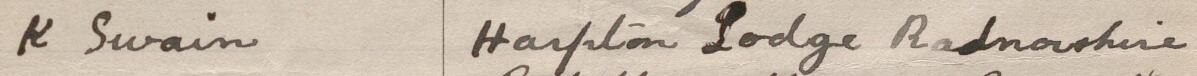 Image of K Swain's signature and address in the petition