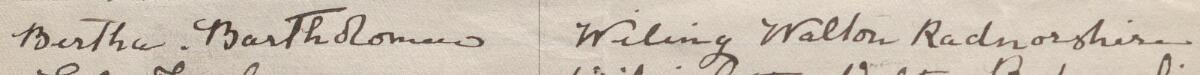 Image of Bertha Bartholomew's signature and address in the petition