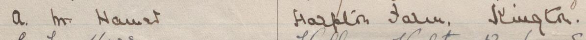 Image of A. M. Hamer's signature and address in the petition