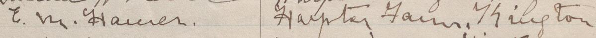 Image of E. M. Hamer's signature and address in the petition