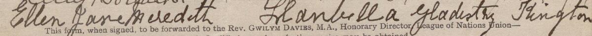 Image of Ellen Jane Meredith's signature and address in the petition