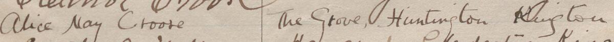 Image of Alice May Croose's signature and address in the petition
