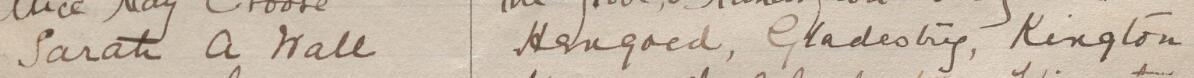 Image of Sarah A Wall's signature and address in the petition