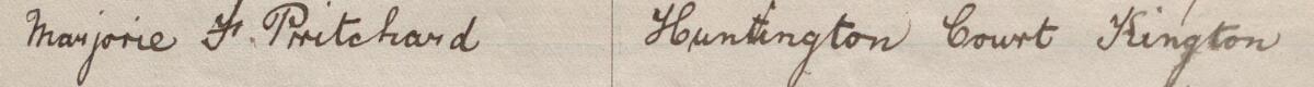 Image of Marjorie F. Pritchard's signature and address in the petition