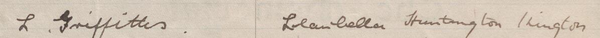 Image of L. Griffiths's signature and address in the petition
