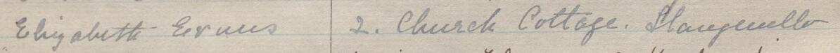 Image of Elizabeth Evans's signature and address in the petition