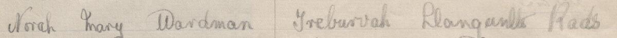 Image of Norah Mary Wardman's signature and address in the petition