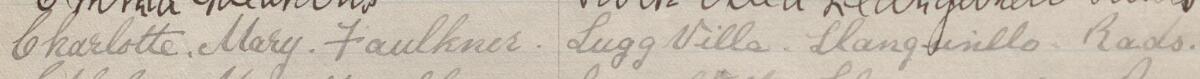 Image of Charlotte Mary Faulkner's signature and address in the petition