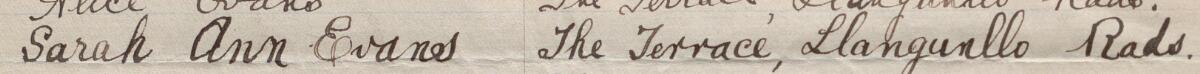 Image of Sarah Ann Evans's signature and address in the petition