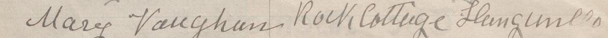 Image of Mary Vaughan's signature and address in the petition