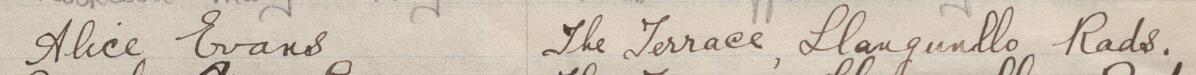 Image of Alice Evans's signature and address in the petition