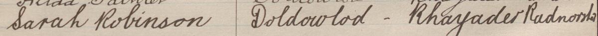 Image of Sarah Robinson's signature and address in the petition